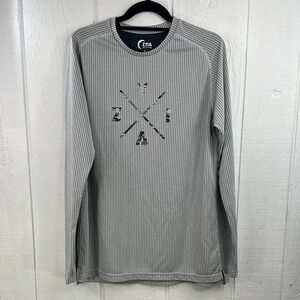 Zyia Active Men’s White Honeycomb X Logo Size Medium Long Sleeve Dry Fit Tee